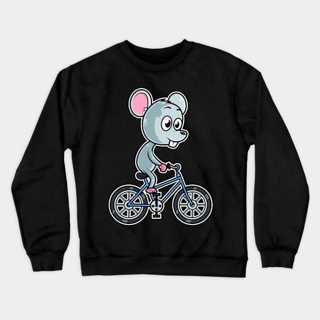 Mouse Bicycle Cyclist Cycling graphic Crewneck Sweatshirt by theodoros20